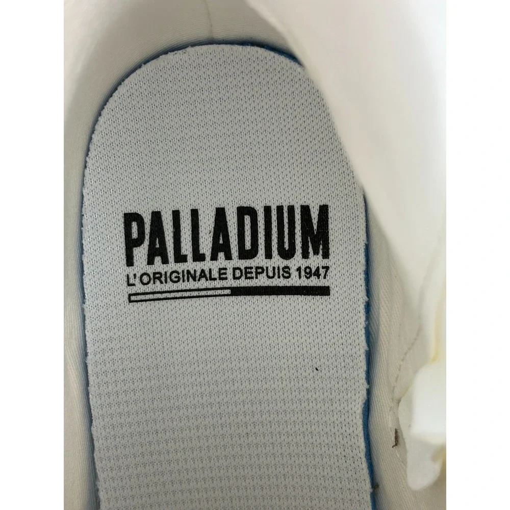 Palladium Pallabase Twill Womens 11 Star White Platform Combat Boots Side Zip
